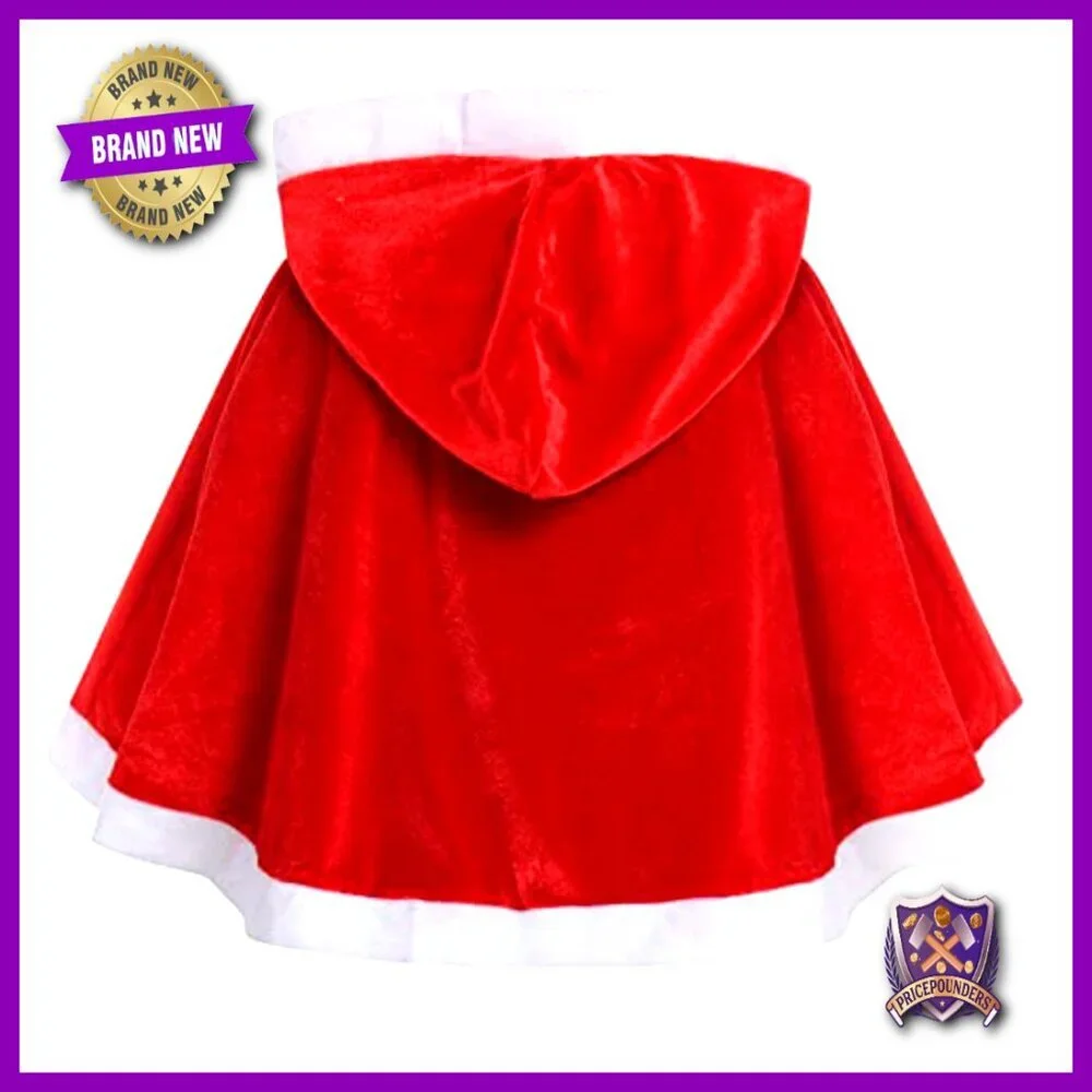 Plaid Dress with Velvet Cape Vintage Retro Elegant Holiday Party Costume